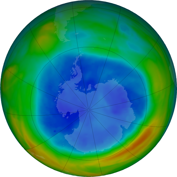 Antarctic ozone map for 22 August 2018
